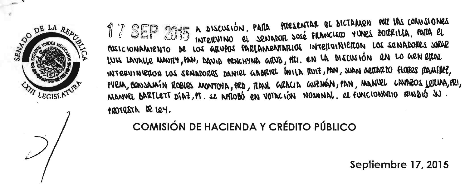 Cómo ocurrió la ratificación de Carstens en el Senado y su protesta de Ley 