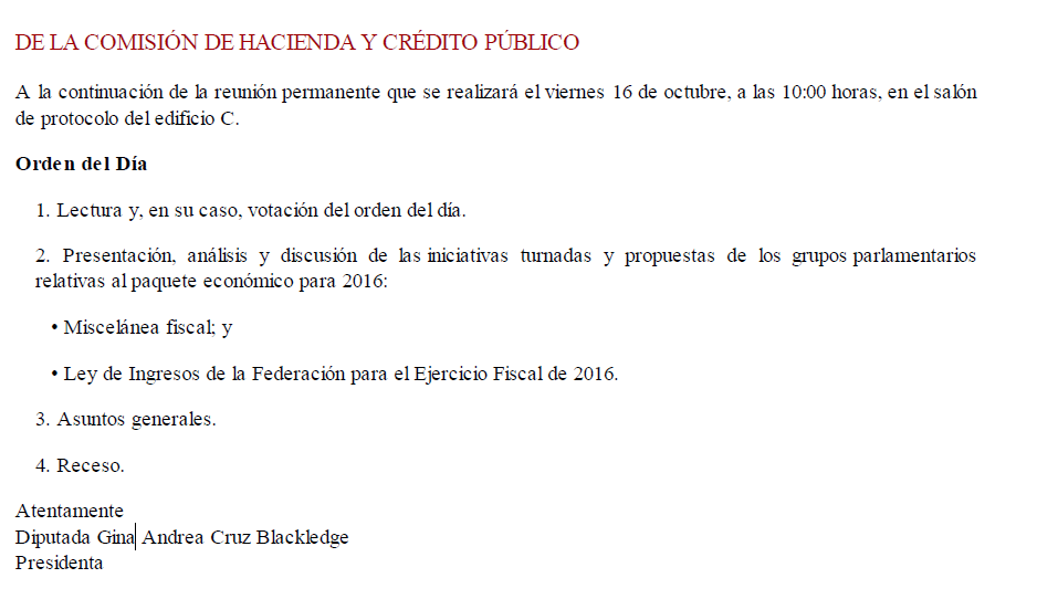 Mañana comisión de Hacienda avanzará Reforma Fiscal 2016